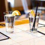 fresh water on restaurant table
