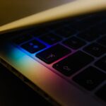 rainbow keys on laptop