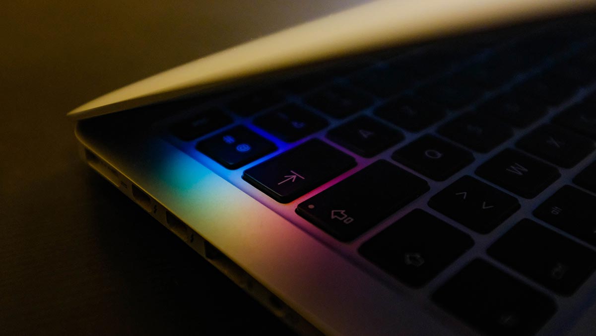 rainbow keys on laptop