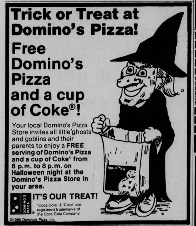 Domino's Pizza vintage Halloween ad